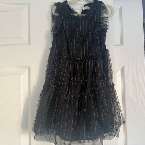 Cat & Jack Metallic Thread Party Black Dress Girls 6/6X EUC - Picture 2 of 7